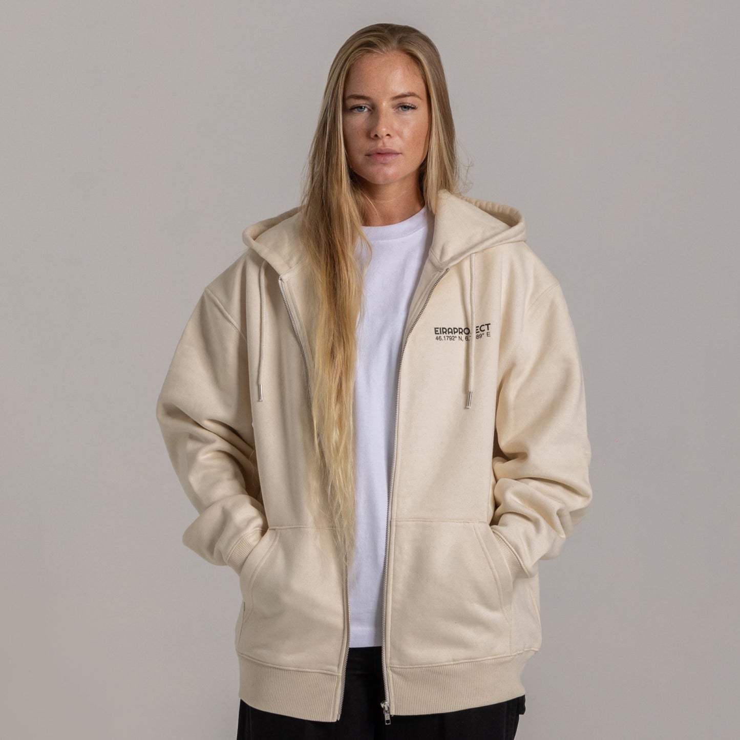 NATURAL COTTON UNISEX EIRA PROJECT HEAVYWEIGHT ZIP HOODIE