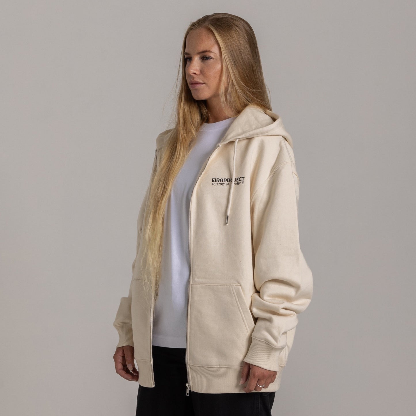 NATURAL COTTON UNISEX EIRA PROJECT HEAVYWEIGHT ZIP HOODIE