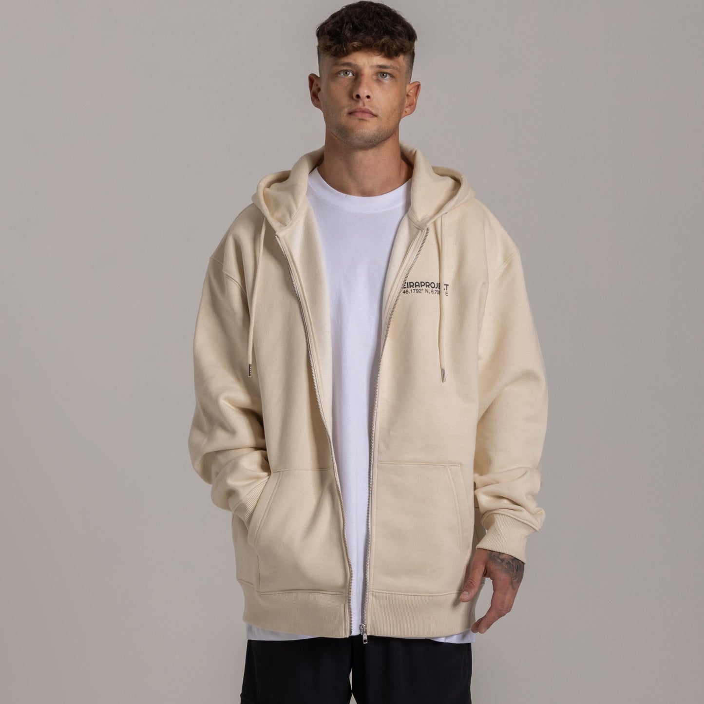 NATURAL COTTON UNISEX EIRA PROJECT HEAVYWEIGHT ZIP HOODIE