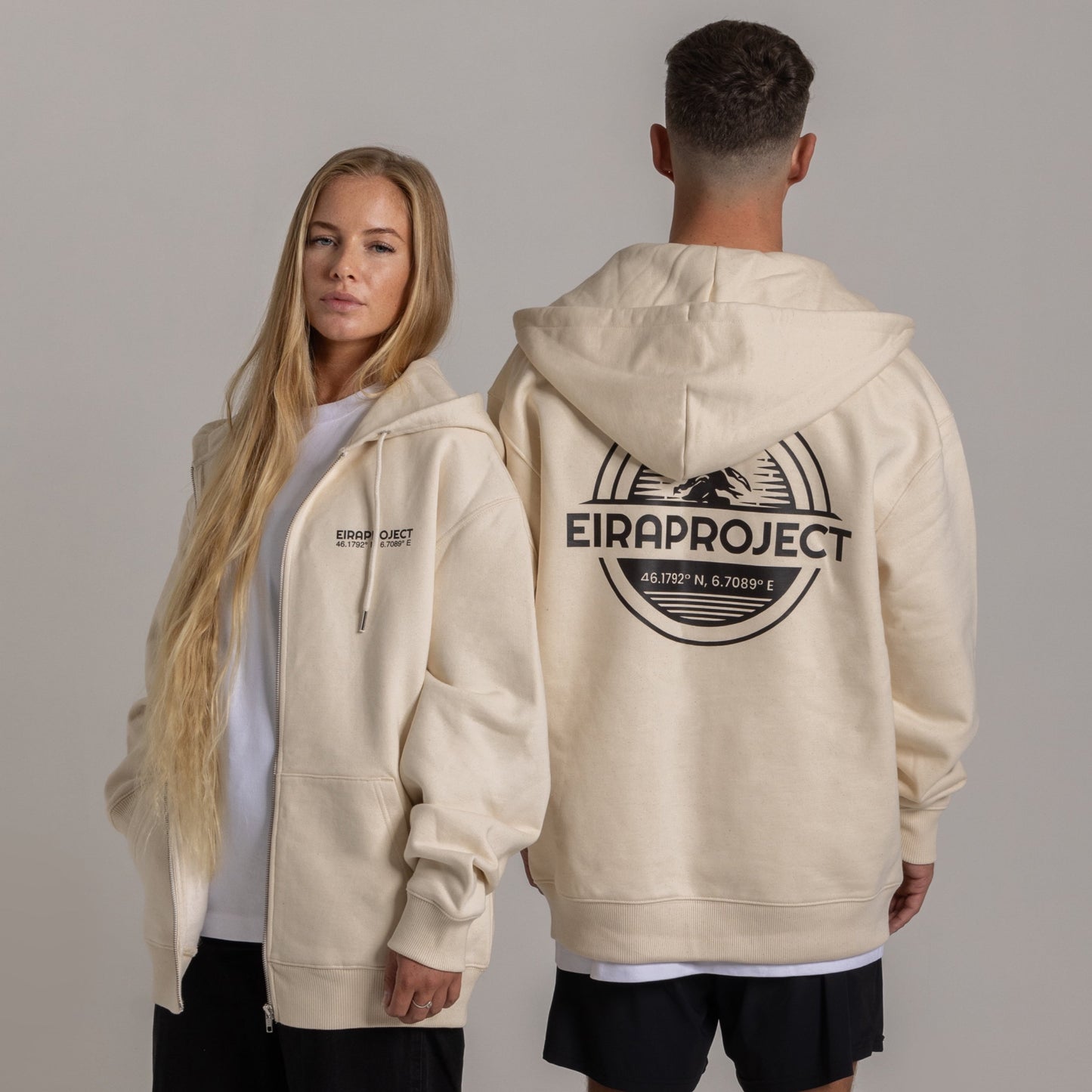 NATURAL COTTON UNISEX EIRA PROJECT HEAVYWEIGHT ZIP HOODIE